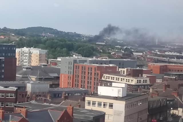 The fire could be spotted across the city.