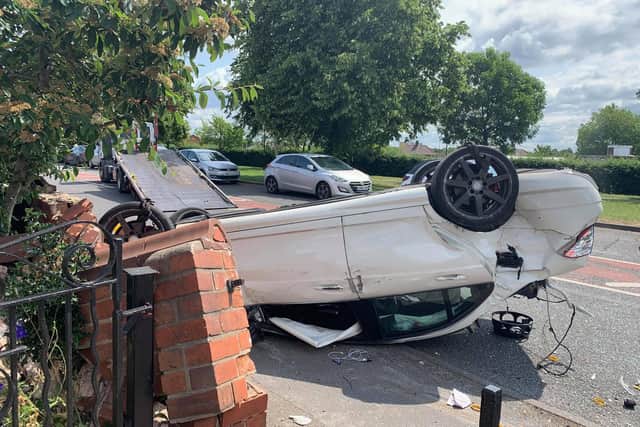 One vehicle ended up on its roof.