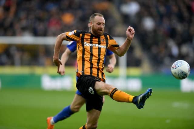 David Meyler, of Hull City passes on the ball during the match between Hull City v Cardfill City at the KCOM Stadium, Hull, in the Sky BET Championship 28 April 2018. Picture James Hardisty.