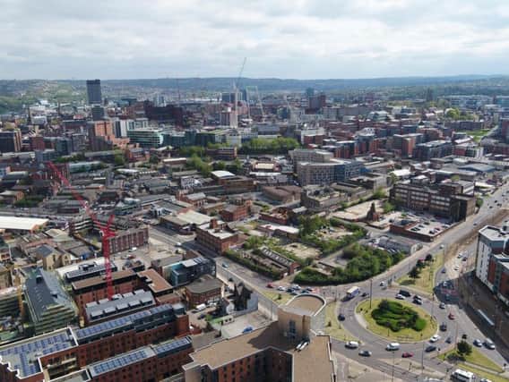 Sheffield city centre from above, showing the sites of planned developments and works in progress. Picture: Adam Murray