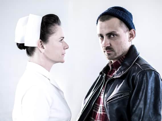 Lucy Black as Nurse Ratched and Joel Gillman as McMurphy in One Flew Over the Cuckoo's Nest