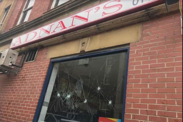 Windows have been damaged at Adnan's in Sheffield city centre