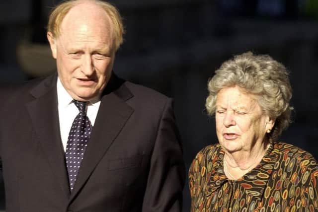 Former Labour Leader Neil Kinnock arrives in Downing Street, London, with Mary Wilson, the widow of former Prime Minister Harold Wilson. Mary Wilson has died aged 102. Chris Young/PA Wire