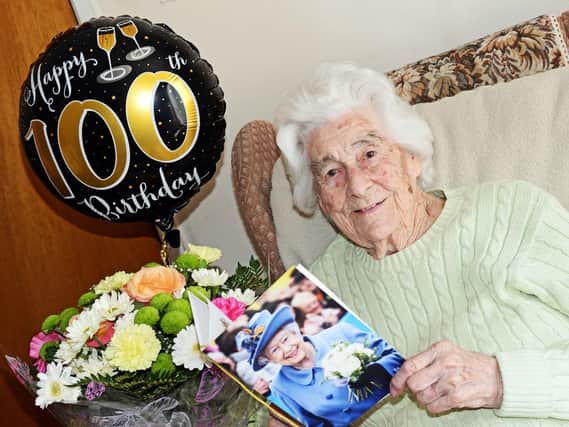 Frances Shorthose, pictured celebrating her 100th birthday. Picture: Marie Caley
