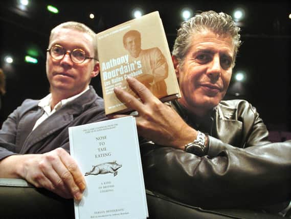 Anthony Bourdain, right, with Fergus Henderson at the Crucible Studio, Sheffield, in 2004.