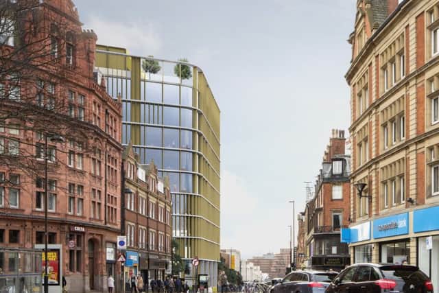CGI of Four St Paul's Place from Pinstone Street.