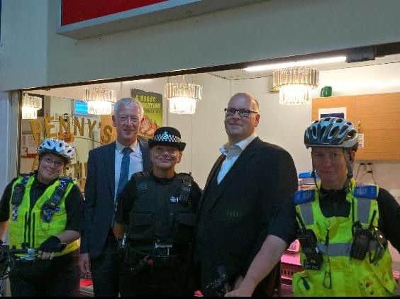 Police and council chiefs at Doncaster Market, where they are opening a new shared office as part of the ongoing drive to tackle anti-social behaviour in the town centre