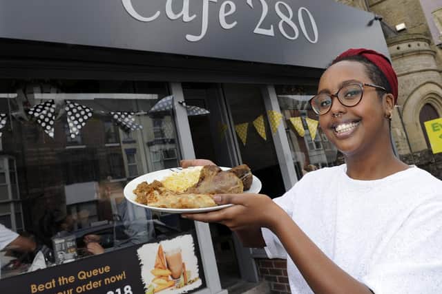 Pictured is Asma Kabadeh,co-owner of the Cafe 280 on Abbeydale Road celebrates the start of Eid festival by giving away free meals to her customers