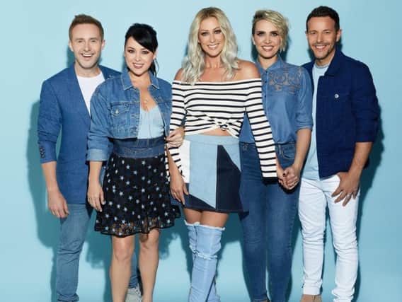 Steps performed without Lee Latchford-Evans (far right).