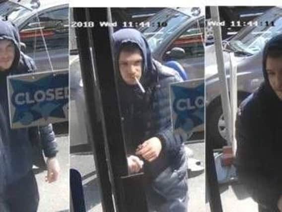 Police are tracing this man in connection with a burglary and fraud incident.