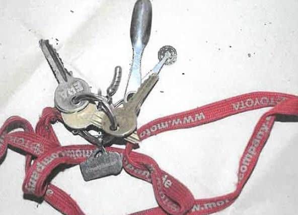 These keys were found in the victim's possession.