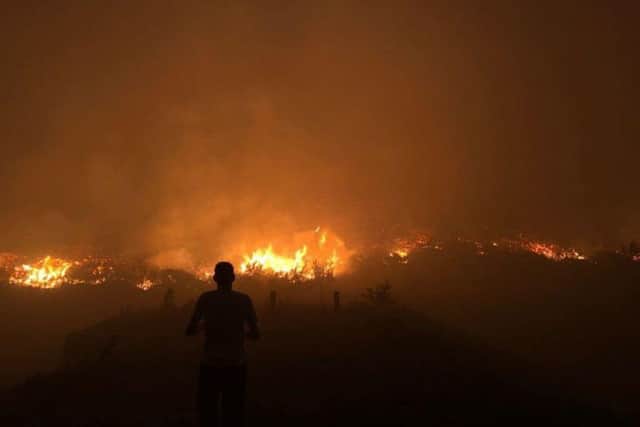 A blaze is raging on Saddleworth Moor