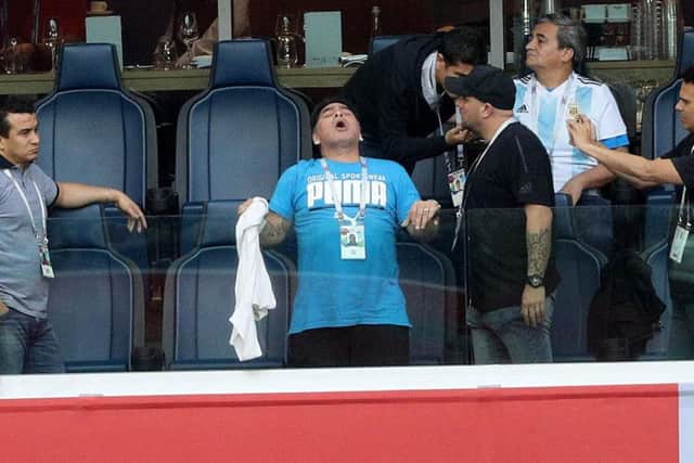 Maradona during last night's 2-1 win over Nigeria. (Photo: BBC).