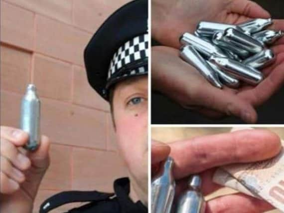 Laughing gas canister have been found on the streets of Rotherham