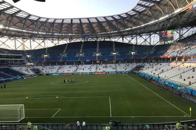 The view the England band had for the Tunisia game.