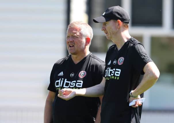 Chris Wilder and his assistant Alan Knill at training yesterday: Simon Bellis/Sportimage