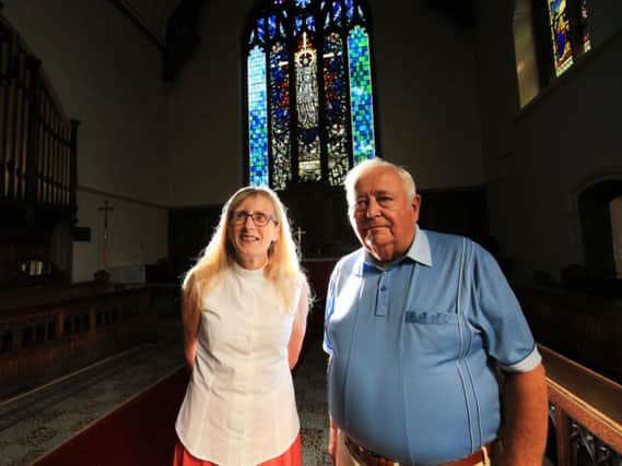 Rev Hilda Isaacson and John Dobson at St Matthias Church in Stocksbridge