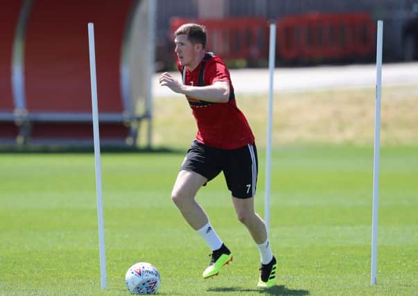 John Lundstram of Sheffield Utd during the pre-season training at the Shirecliffe Training Complex, Sheffield. Simon Bellis/Sportimage