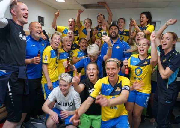 Doncaster Rovers Belles celebrate winning FAWSL2.
