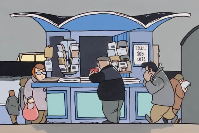 Threpeny Bit Opera, by Pete McKee - inspired by a kiosk outside Pond Street bus station