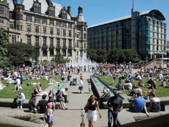 The Peace Gardens in Sheffield city centre. Hot weather is forecast this weekend.