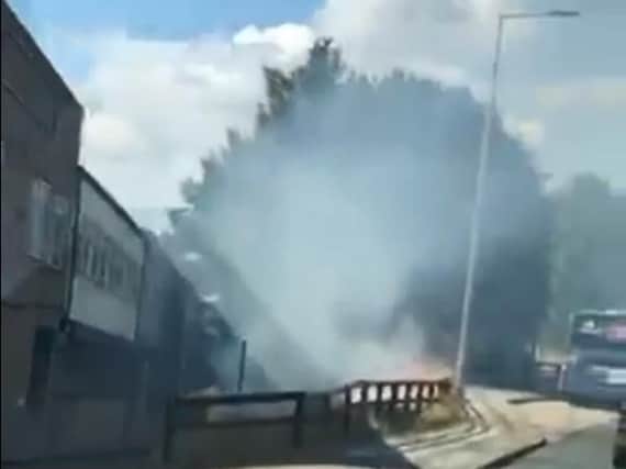 The fire on Bentley Road, Doncaster. Picture and video:Josh Vidler.