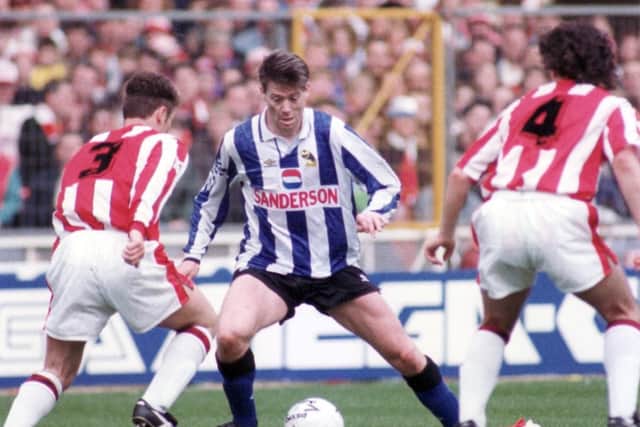 Chris Waddle in action for Sheffield Wednesday against United in the 1991 FA Cup semi-final at Wembley