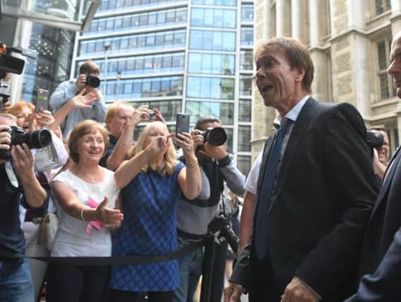 Sir Cliff Richard arrives at the Rolls Building in London to hear the ruling of the dispute that he has with the BBC. Photo: Victoria Jones/PA Wire