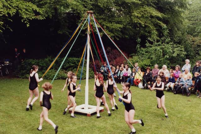 Maypole dancing at the reopening of Birley Spa Bath House in 2002