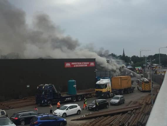 A fire has engulfed a furniture warehouse in Rotherham (photo: Steve Stansfield).