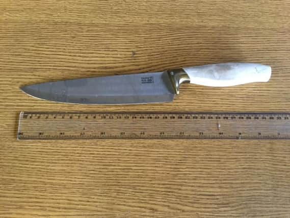 The knife was thrown on to a Sheffield street.