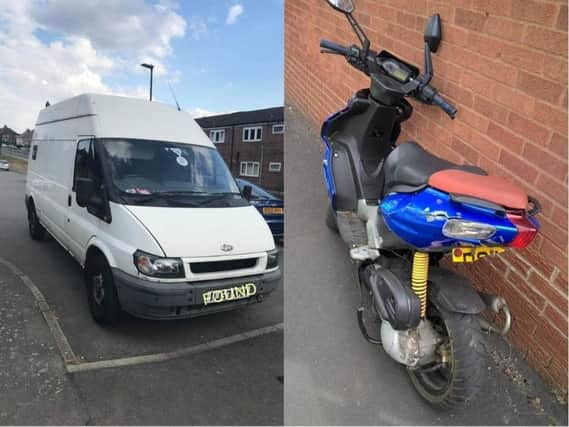 The two vehicles that were found by police on Friday.