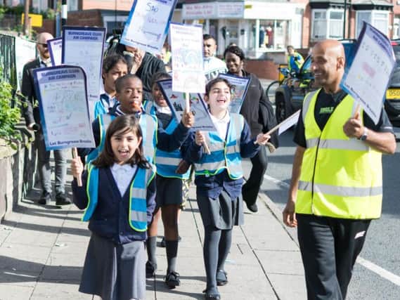 Clean air protest by pupils at Oasis Academy Fir Vale