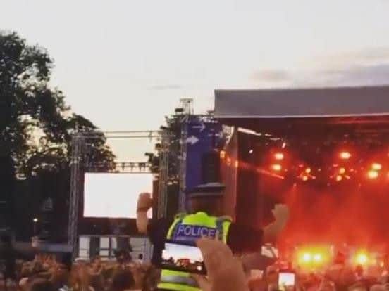 The officers dancing. Picture: @scyhodotcom