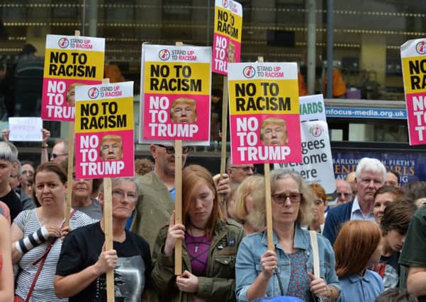 Donald Trump demonstration, Leeds City Centre.
13 July 2018.  Picture Bruce Rollinson