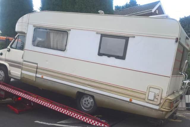 Police recover the motorhome. Picture: Rotherham Central NHP.