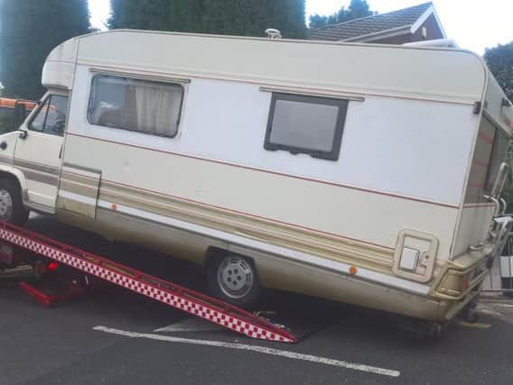 Police recover the motorhome. Picture: Rotherham Central NHP.