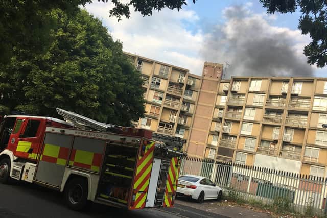 Fire at Park Hill flats in Sheffield on Monday, July 24.