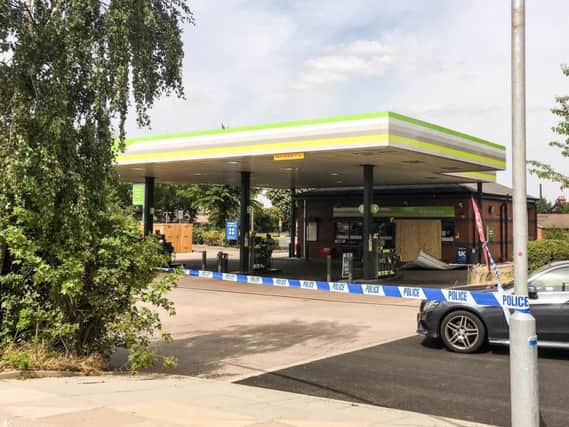A police cordon is in place at Edlington Service Station. Picture: Marie Caley.