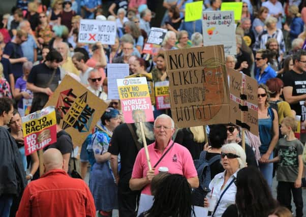 Sheffield Together Against Trump protest outside Sheffield City Hall. Picture: Chris Etchells