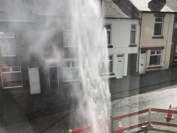 The burst water main on Woodseats Road. Picture: Sophia Salvati.