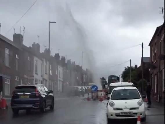 The scene on Woodseats Road, Woodseats, earlier today. Picture: @LTOwl.
