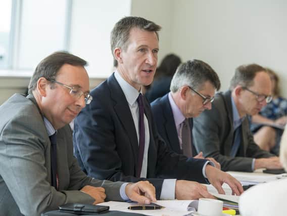 Sheffield City Region Mayor Dan Jarvis chairing a meeting at the Advanced Manufacturing Park in Rotherham. Picture: Dean Atkins/The Star
