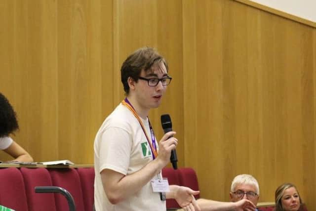 Luke Bassett, deputy member of Youth Parliament, speaking at the annual conference