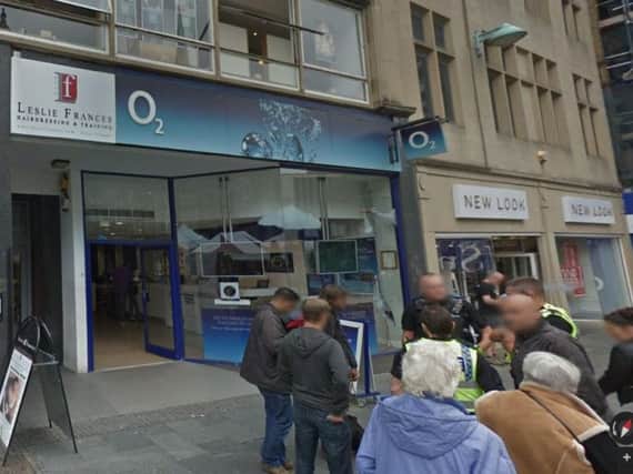 Four men were arrested over a burglary of the O2 store on Fargate in Sheffield city centre