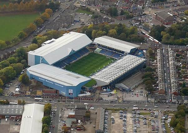Aerial view of Sheffield Wednesday football ground, Hillsborough, by Ken Webster