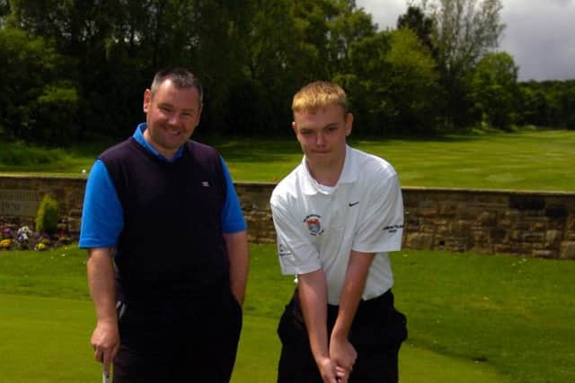 Jack and his dad in 2013, when he hit his first hole-in-one the day before turning 16