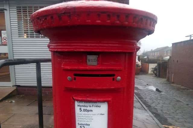 This postbox at Heeley Green is another which has been adapted to prevent needles being dropped through the opening