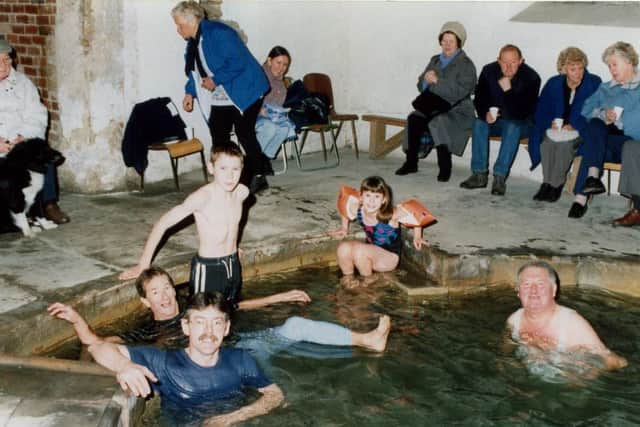 Members enjoying a swim at the bath house on New Year's Day 2000.