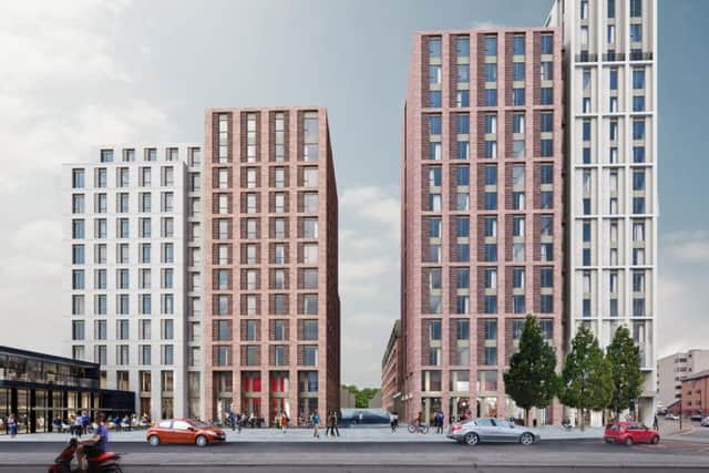 An artist's impression of the recently approved student development at the bottom of The Moors.